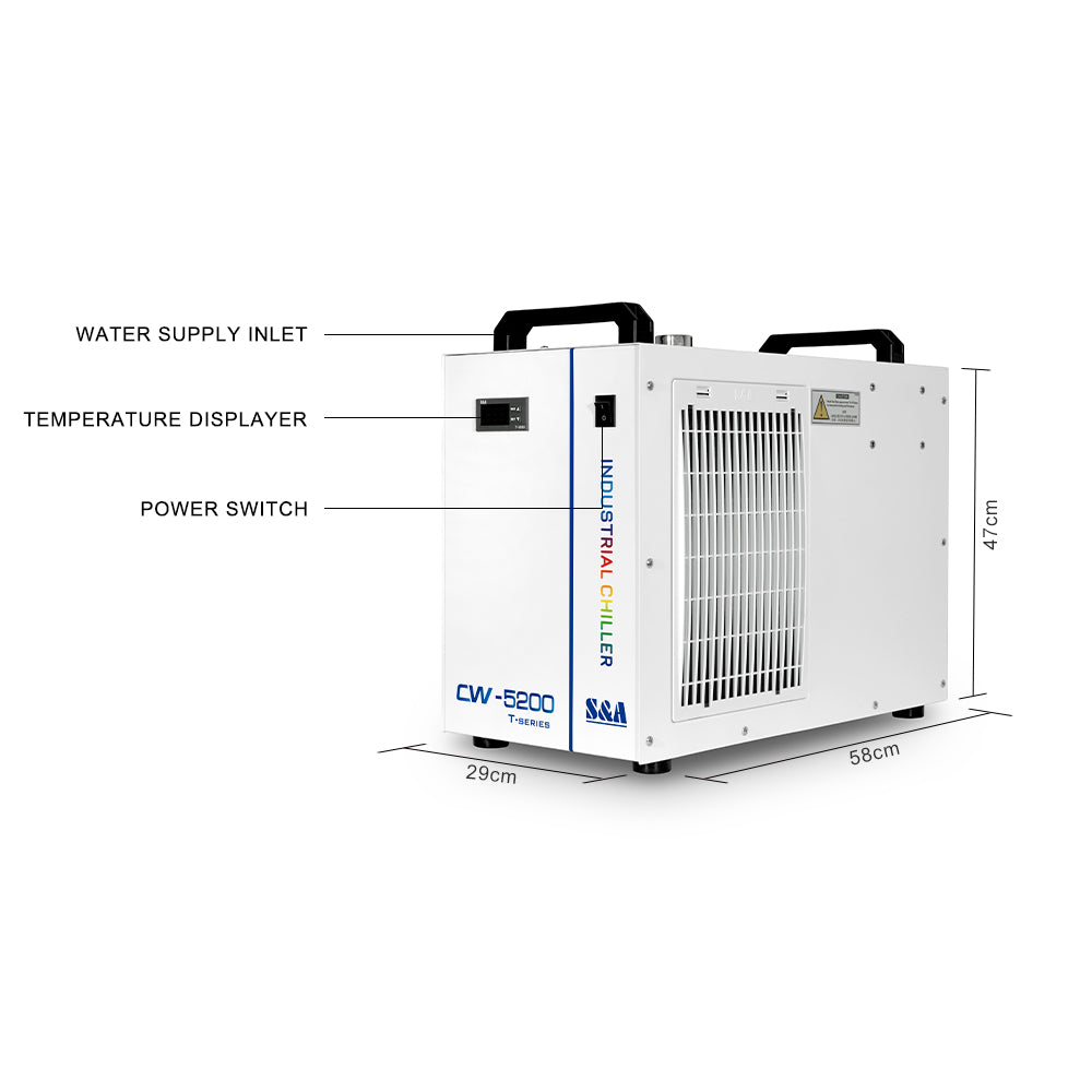 S&A CW5200 Water Cooler Industrial Chiller For CNC Spindle and Co2 Laser Cutting Engraving Machine