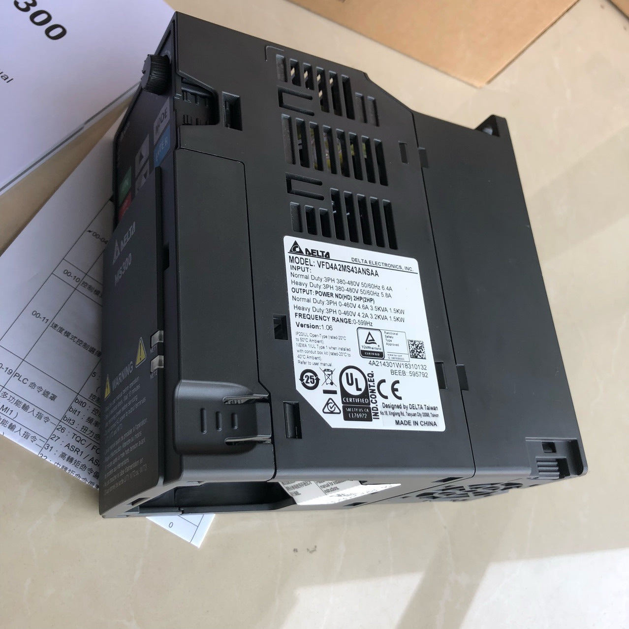 Delta Inverters VFD MS300 2HP 1.5kW 380v 599Hz VFD4A2MS43ANSAA