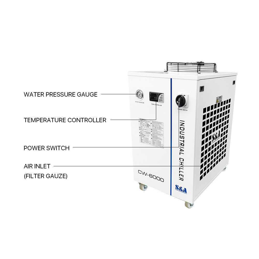 S&A CW6000 Water Cooler Industrial Chiller For CNC Spindle and Co2 Laser Cutting Engraving Machine